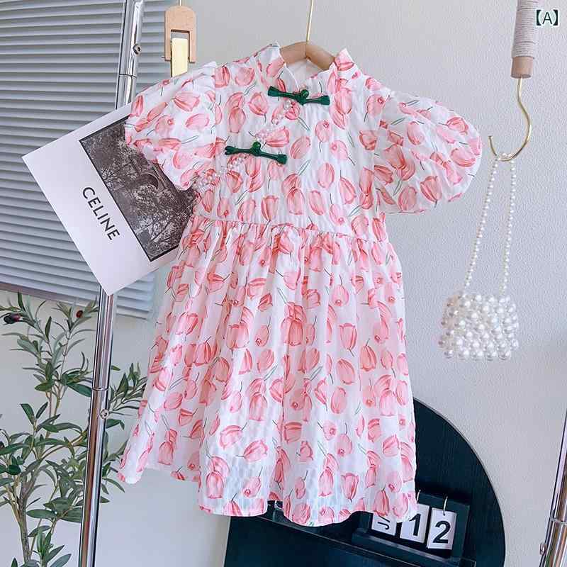 ワンピース 女の子 キッズ 子供 かわいい 花柄 フレッシュ 韓国 ベビー レディ パフスリーブ プリンセス 夏