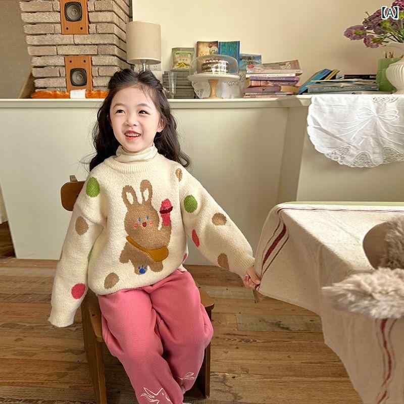 女の子の セーター 子供服 加え 起毛 厚手の の プルオーバー セーター 秋冬 子供 暖かい トップス トレンディ