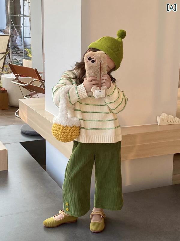 子供服 女の子 セットアップ おしゃれ カジュアル かわいい 秋 セーター カジュアル コーデュロイ ズボン 2点 セット 赤ちゃん
