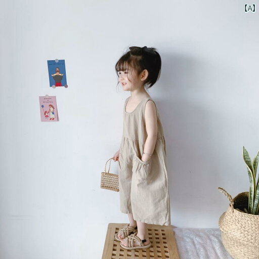 子供服 女の子 キッズ かわいい ノースリーブワンピース ワイドレッグ パンツ 夏 韓国 ベビー コットンリネン 快適 ワンピース パンツ 子供服 女の子 キッズ かわいい ノースリーブワンピース ワイドレッグ パンツ 夏 韓国 ベビー コットンリネン 快適 ワンピース パンツ