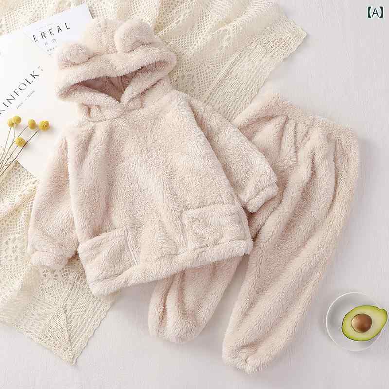 子供 パジャマ 秋冬 ベア ホーム セット かわいい 上着 暖かい 服小 子供 カバー オール