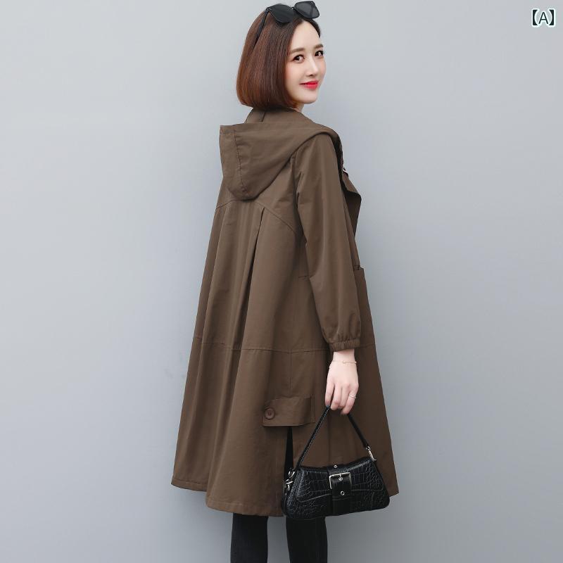 アウター レディース ファッション おしゃれ トレンチコート 丈 春秋 韓国 ゆったり カジュアル ジャケット