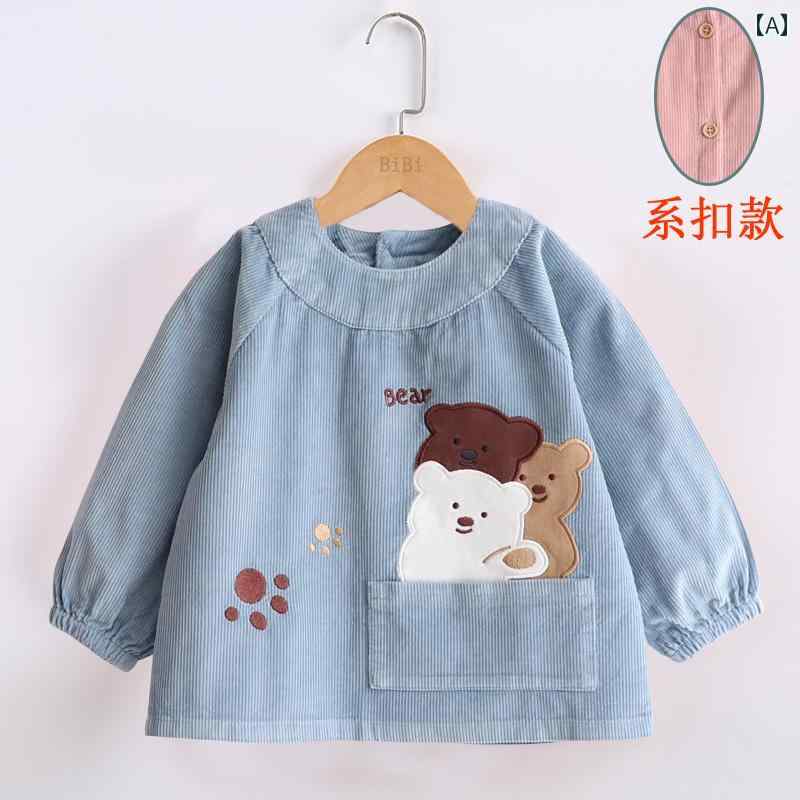 スモック 女の子 キッズ 子供 かわいい ベビー コーデュロイ 防水 防汚 リバース ドレッシング 赤ちゃ..