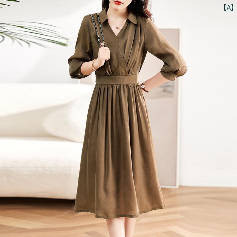 レディース ファッション おしゃれ 上品 きれいめ 婦人服 長袖 春秋 スリム シック 美しい シャツ スカート