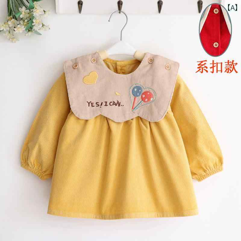 スモック 女の子 キッズ 子供 かわいい 秋冬 プリンセス 防水 ベビー 後方 ドレッシング ガール アウタ..