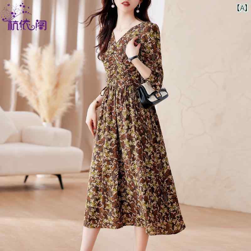 レディース ファッション おしゃれ 上品 きれいめ 婦人服 花柄 春秋 社交 家風 初秋 長袖 スカート