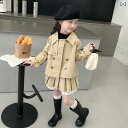 子供服 女の子 セットアップ かわいい おしゃれ 春秋 英国風 ダブルブレスト ジャケット プリーツ スカート ハーフ スカート 若年 洋風