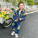 子供服 女の子 セットアップ かわいい おしゃれ 春秋 クマ スタンドカラー ポケット ジャケット ズボン デニム ワークウェア