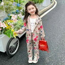 子供服 女の子 セットアップ かわいい おしゃれ 春秋 カーキ プリント 小さめ ズボン
