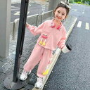 子供服 女の子 セットアップ かわいい おしゃれ 春秋 ポロ カラー 立体 ピンク スウェットシャツ スウェットパンツ カジュアル