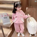子供服 女の子 セットアップ かわいい おしゃれ 春秋 ピンク クマ フード ジャケット スウェットパンツ スポーツ