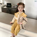 子供服 女の子 セットアップ かわいい おしゃれ 春秋 花柄 長袖 大きめ ベビー ドール トップ 茶 パンツ