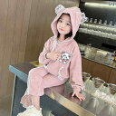 子供服 女の子 セットアップ かわいい おしゃれ 春秋 ピンク フード スウェットシャツ ジャケット スウェットパンツ スポーツ