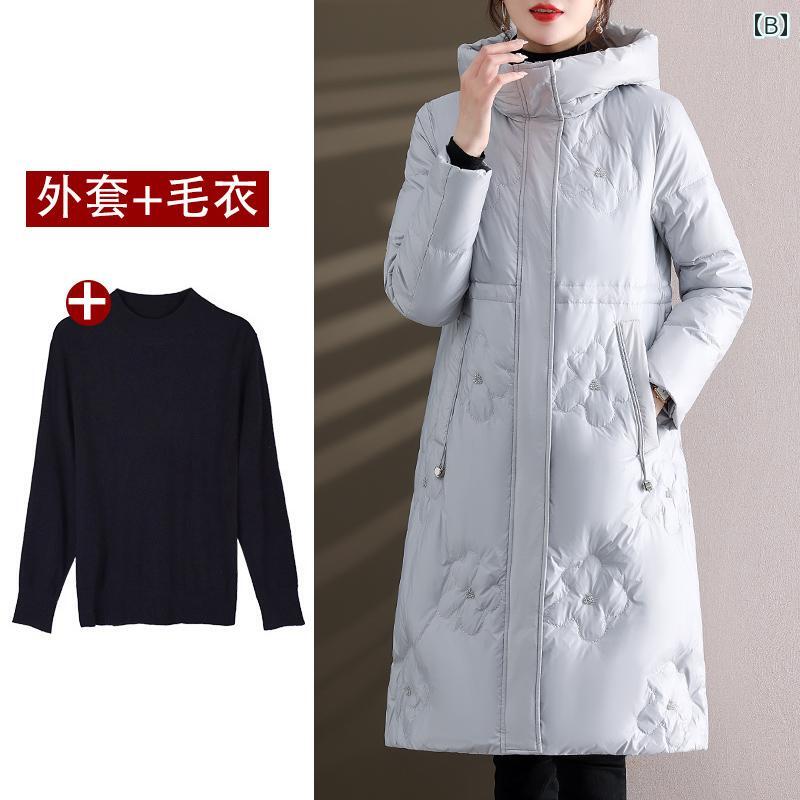 ダウンジャケット レディース 冬 暖かい おしゃれ ファッション アウター コート ロング 膝丈 洋風 丈