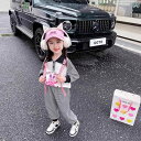 子供服 女の子 セットアップ かわいい おしゃれ 秋 綿 プリント ストライプ 黒 長袖 トレーナー スウェットパンツ スポーツ
