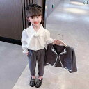 子供服 女の子 セットアップ かわいい おしゃれ 春秋 グレー ブレザー 長袖 シャツ ズボン おしゃれ 3点