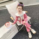 子供服 女の子 セットアップ かわいい おしゃれ 秋 綿 ラブ ドール 襟ピンク シングルブレスト ジャケット カジュアル パンツ ズボン