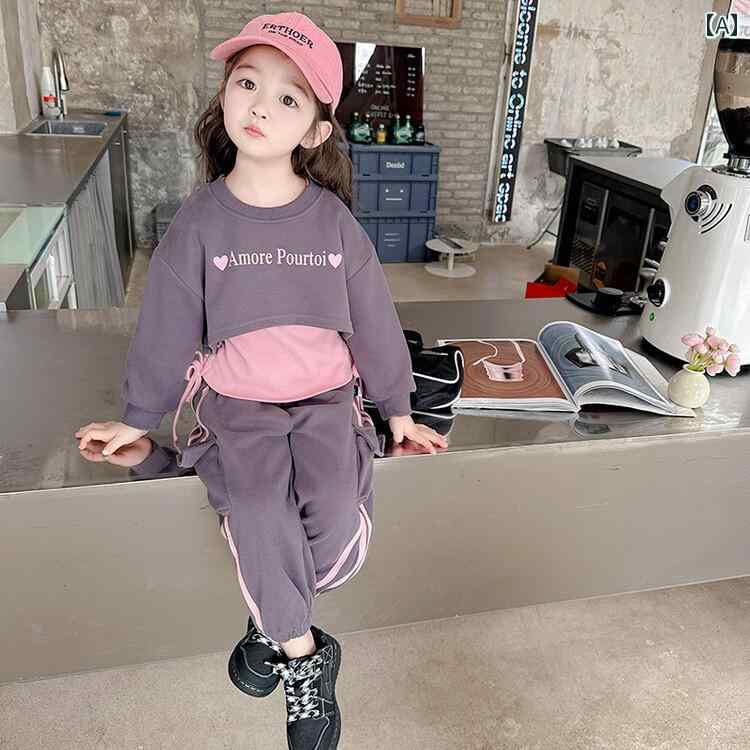 子供服 女の子 セットアップ かわいい おしゃれ 秋 グレー ショート プリントスウェット シャツ ボトム..