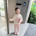 子供服 女の子 セットアップ かわいい おしゃれ 秋 フード スウェットシャツ ピンク 縞模様 ズボン カジュアル スポーツ