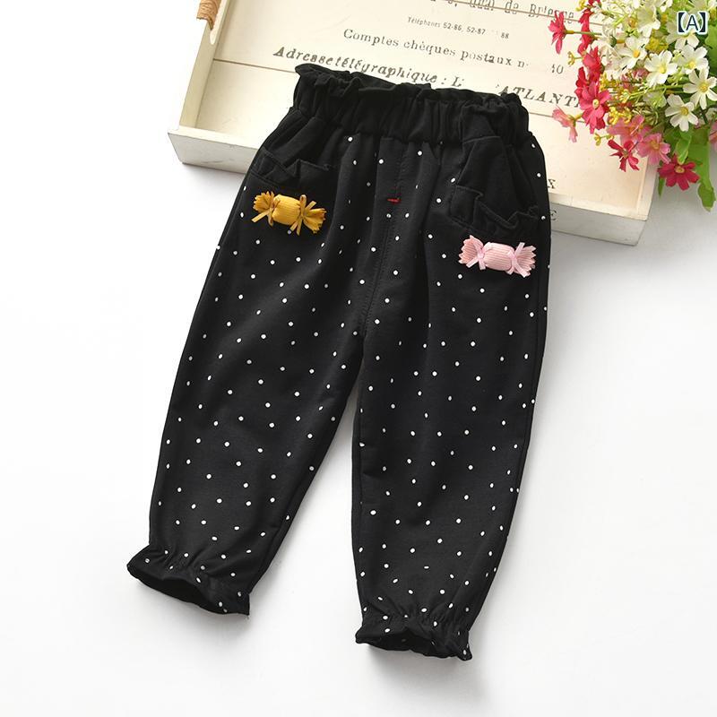 ズボン 女の子 子供 パンツ キッズ カジュアル おしゃれ 秋冬 キャンディ ドット カジュアル 赤ちゃん 綿 長