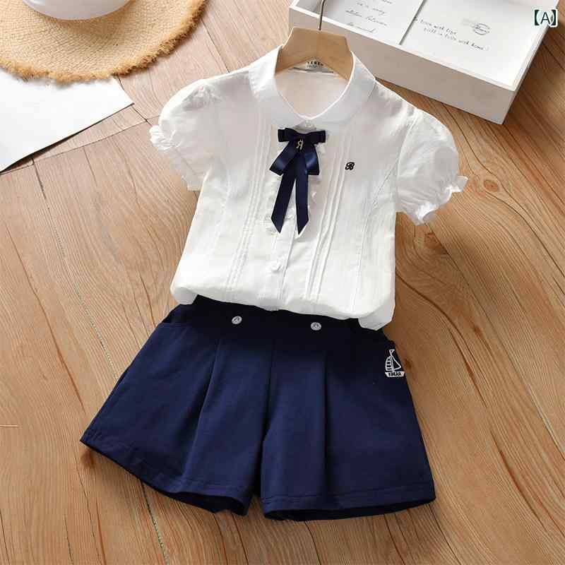 子供服 女の子 セットアップ かわいい おしゃれ 夏 半袖 シャツ 2点 セット 薄手 涼しい 涼しい 涼しい ショート パンツ 洋風
