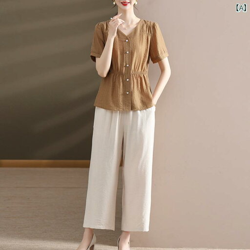 セットアップ レディース 上品 おしゃれ マダム 婦人服 ファッション 夏 半袖 無地 シャツ トップス 綿 リネン Tシャツ セットアップ レディース 上品 おしゃれ マダム 婦人服 ファッション 夏 半袖 無地 シャツ トップス 綿 リネン Tシャツ