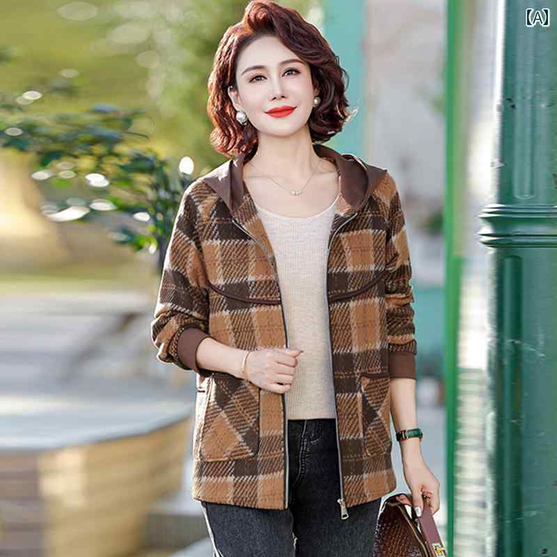 レディース ファッション アウター おしゃれ 秋 おしゃれ フード クロップ トップス 春秋 チェック ニット ジャケット