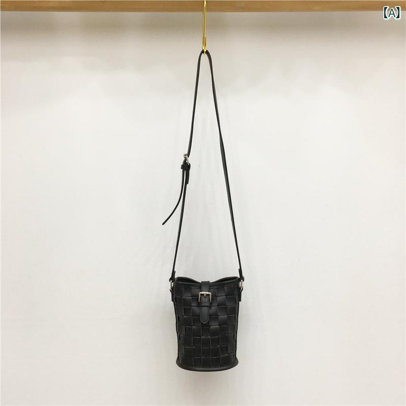 小さめ 韓国 ファッション 織 夏 ショルダー クロス ボディ 小さめ ミニ バケット
