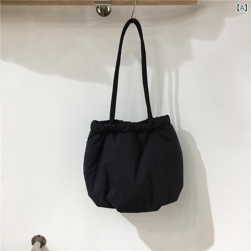 レディース バッグ 普段使い 小さめ 秋冬 キルティング プリーツ パフ クラウド カジュアル ポータ ブル ファッション ショルダートート