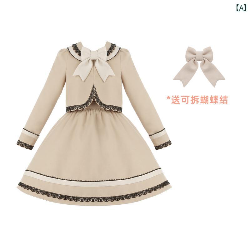 ロリータ ファッション コスプレ 衣装 ファッション カレッジ 風 キャメル コート 胸 セットアップ 春