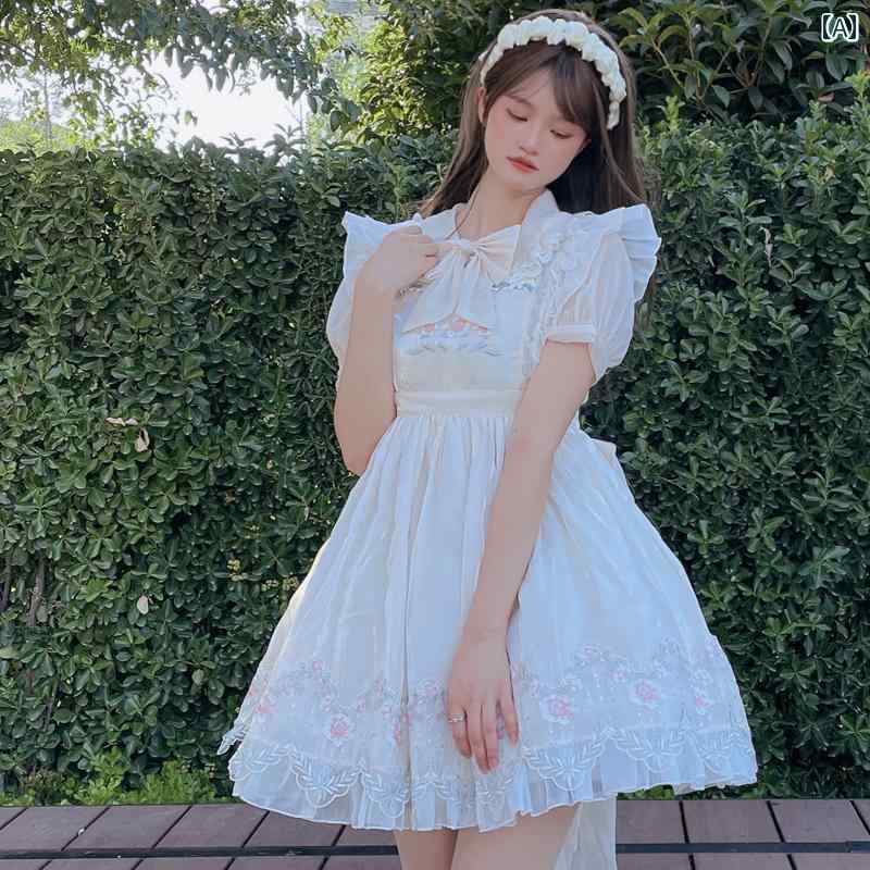 ロリータ ファッション コスプレ 衣装 桜 姫 本格 快適 微 透け 半袖 カジュアル 無地 夏 トップスス