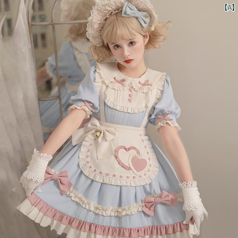 ロリータ ファッション コスプレ 衣装 ファッション ドレス プリンセ ドレス かわいい 半袖 デイリー ..