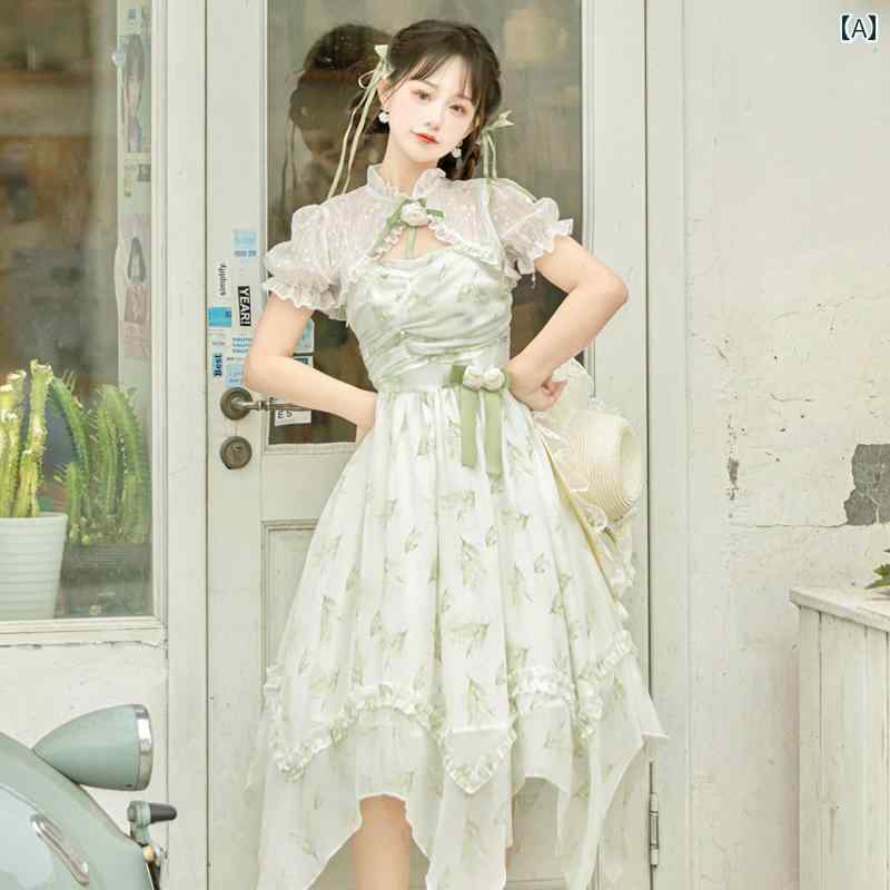 ロリータ ファッション コスプレ 衣装 ファッション スズラン 春 ドレス 半袖 夏 白 月光 エレガント ..