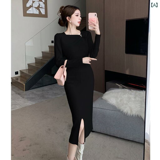 レディース ファッション スリム フレッシュ レトロ フランス 社交界 ユニーク 美しい 優しい ニット ドレス レディース ファッション スリム フレッシュ レトロ フランス 社交界 ユニーク 美しい 優しい ニット ドレス