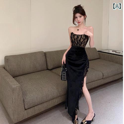 レディース ファッション 軽量 涼しい ドレス フレンチ 魅惑 レース チューブ トップスス ドレス