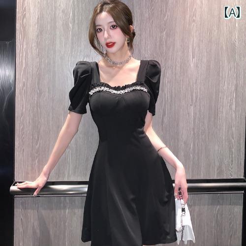 レディース ファッション フランス 優しい リトル ブラック ドレス 丈夫 スタッド ドレス スリム レトロ ユニーク 見栄え ドレス