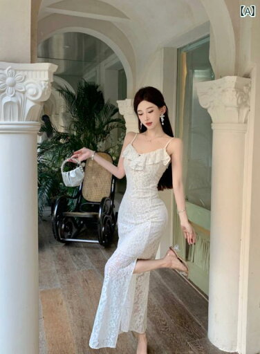レディース ファッション フレンチレース ロング ドレス 優しくて 魅惑 社交家 お姫様 精巧 サスペンダー ドレス レディース ファッション フレンチレース ロング ドレス 優しくて 魅惑 社交家 お姫様 精巧 サスペンダー ドレス
