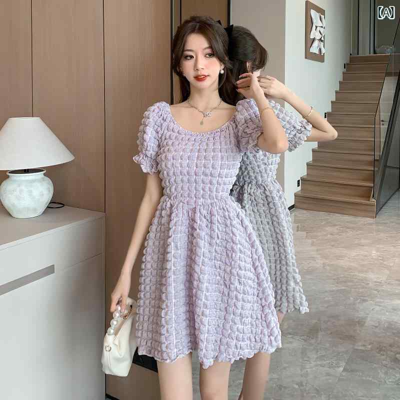 レディース ファッション 甘くて 優しくて 魅惑 ワンショルダー フランス 初恋 おしゃれ 着痩せ パフスリーブ aライン ワンピース