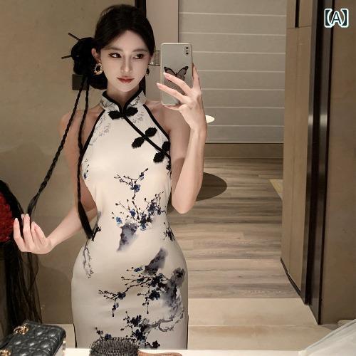 レディース ファッション 甘くて スパイシー 女子 女子 レトロ チャイナ風 プリント オフショルダー 中国 チャイナ ドレス スリットドレス レディース ファッション 甘くて スパイシー 女子 女子 レトロ チャイナ風 プリント オフショルダー 中国 チャイナ ドレス スリットドレス