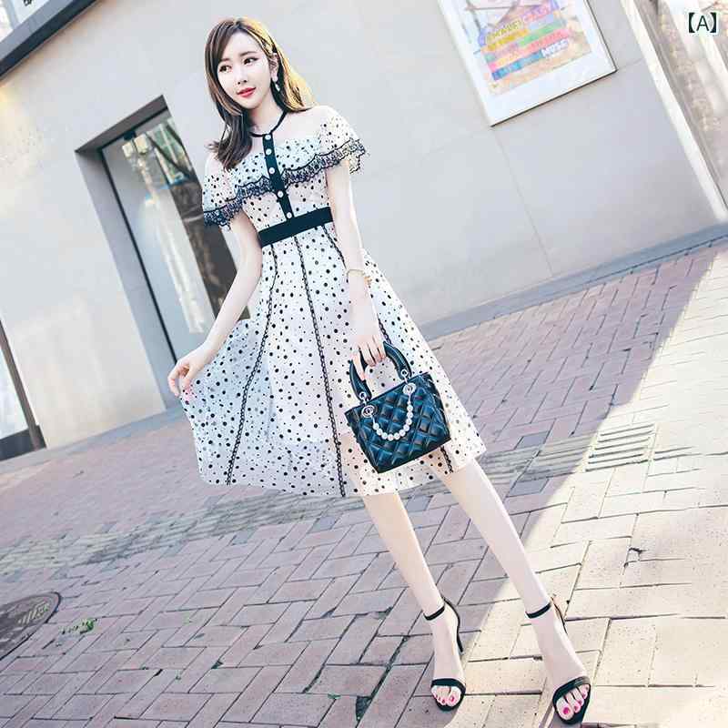 レディース 夏 メッシュ 水玉 ドレス 普段使い 着 パーティー イブニングドレス
