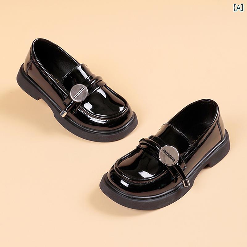 女子 小さめ 革靴 春秋 ソフト ソール プリンセス シューズ 大きめ 子供 黒 パフォーマンス シューズ ..