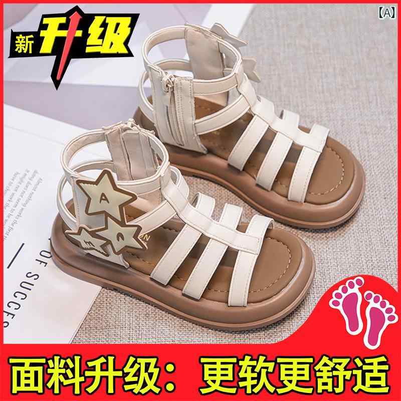 女子 子供 サンダル 夏新 プリンセス シューズ オープントゥ ビーチ シューズ ソフト ソール ベビー ロ..