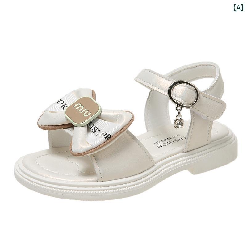 女子 サンダル 夏新 リボン ソフト ソール 滑りにくい 韓国 プリンセス シューズ 子供 ビーチ シューズ