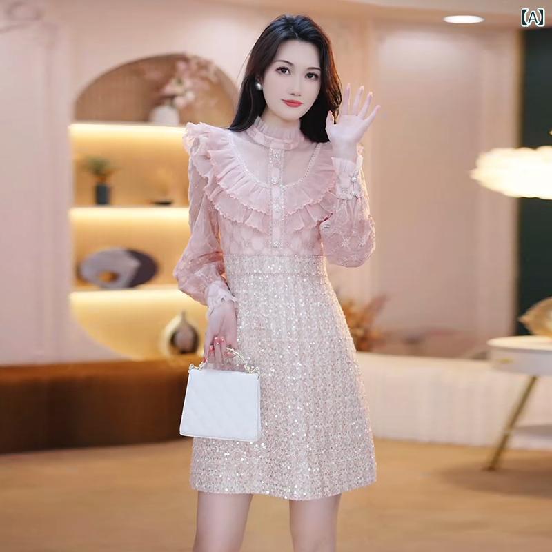 レディース スカート 春 エレガント 小さめ ドレス 秋