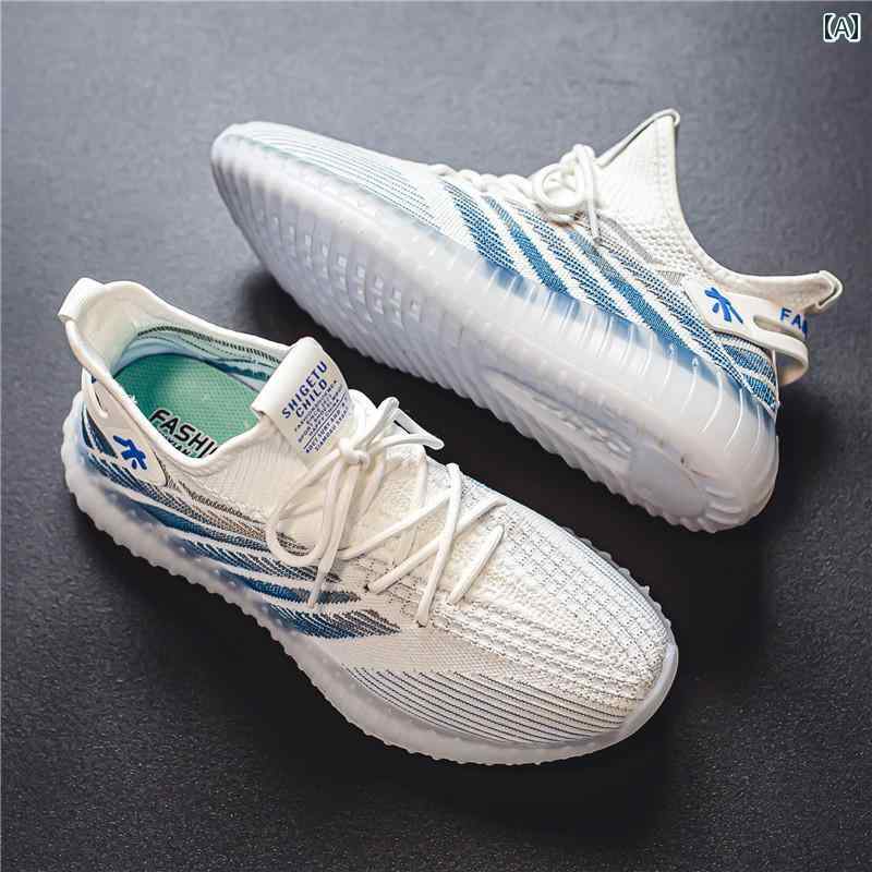 メンズ 夏 通気性 快適 フライ ウーブン メッシュ 薄手 涼しい メッシュ シューズ ソフト ソール スポーツ ランニング ココナッツ シューズ