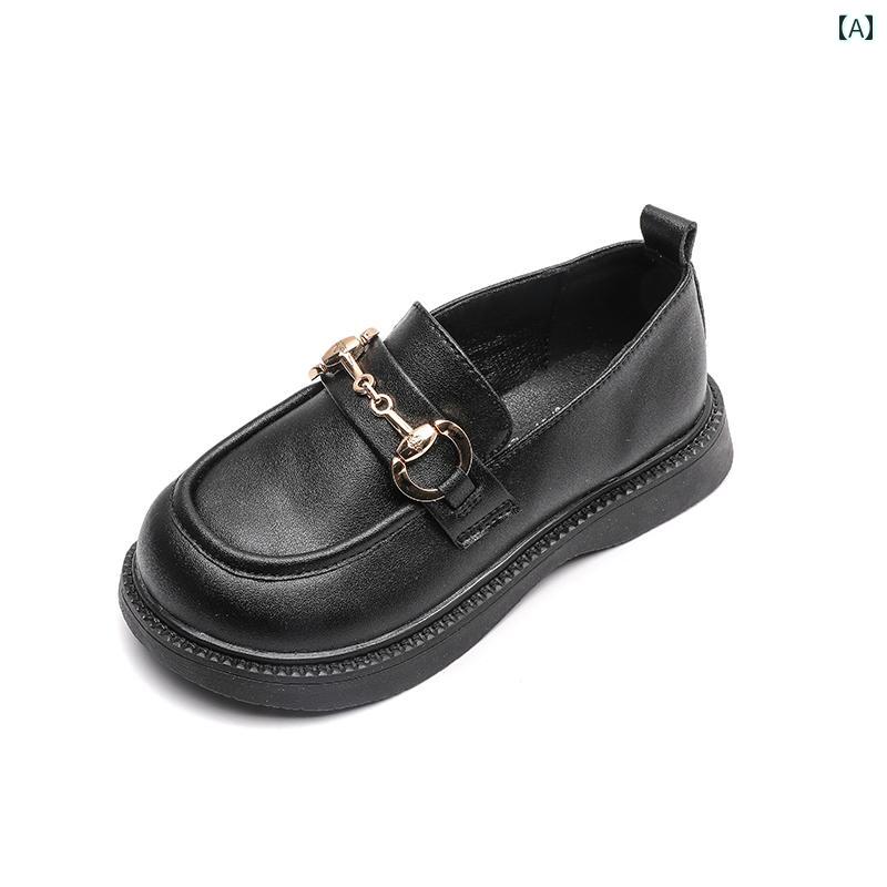 女子 ローファー 春秋 英国 革 ベビー プリンセス 黒 子供 革靴