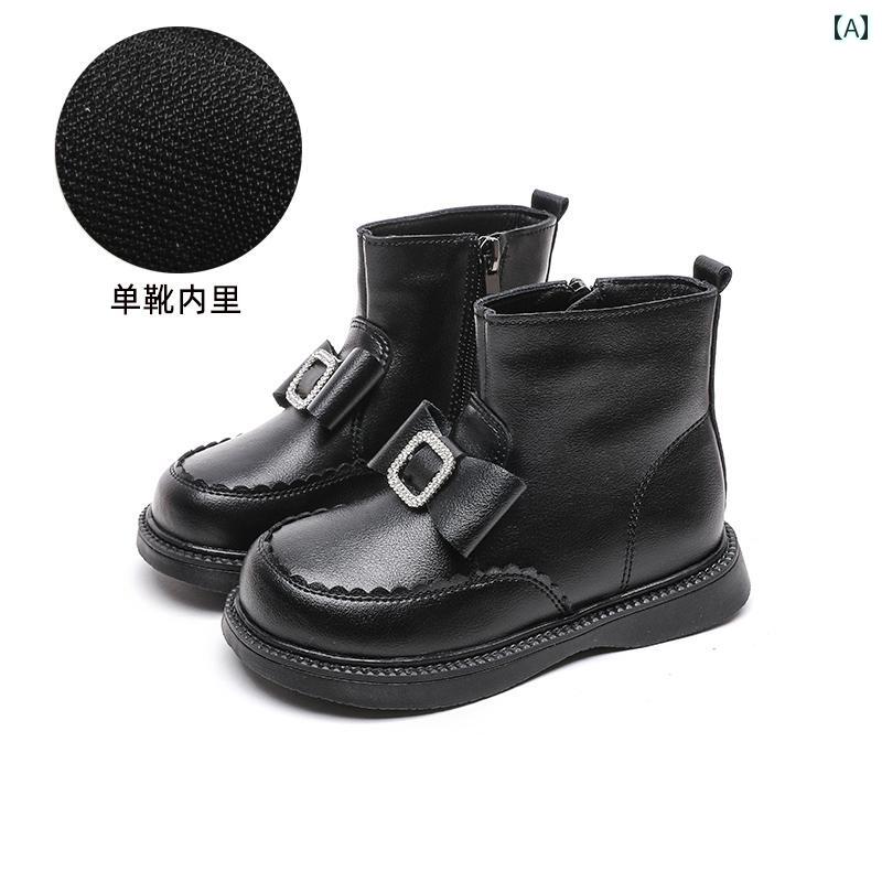 女子 ショート ブーツ 革 秋冬 子供 小さめ 起毛 ソフト プリンセス ブーツ