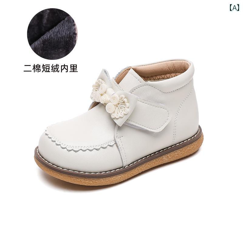 女子 綿靴 冬 起毛 ショート ブーツ 子供 革 ブーツ レディース 革 ソフト ソール プリンセス ブーツ
