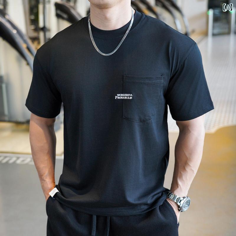 メンズ 究極 サポート 夏 ランニング トレーニング スポーツフィットネス 半袖 Tシャツ トップスス カジュアル ソリッドカラーラウンドネック