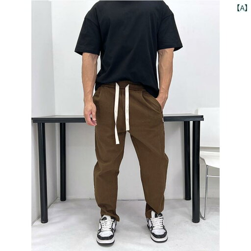 メンズ 肌触り 生地 立体 春秋 ストリート カジュアル パンツ ワイドレッグ 巾着 パンツ オーバー オール トレンド メンズ 肌触り 生地 立体 春秋 ストリート カジュアル パンツ ワイドレッグ 巾着 パンツ オーバー オール トレンド